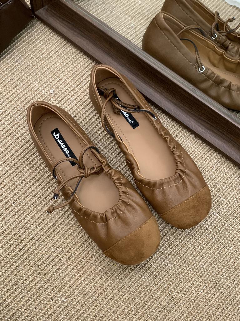 Fashion IPPEUM Mary Janes Shoes For Women PU Leather 2025 New Fashion Ballet Flats Soft Flat Ballerina Shoes