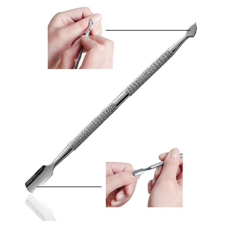 4Pcs/lot Double Sided Finger Cuticle Pusher Dead Skin Nail Art Remover Cuticles Stainless Steel Pedicure Manicure Cleaner Tools