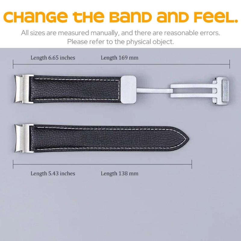 Quick Fit Leather Strap For Samsung Galaxy Watch 6Classic 43mm 47mm 6/5/4 40mm 44mm Magnetic Buckle for Watch 5pro 45mm Leather Band