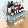 1PC Kitchen Folding Double Layer Storage Rack Flavoring Shelf Organizer for Kitchen Bathroom