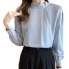 Chiffon Long Pearl Office Everyday Winter [7-livehouse] Blouse, Women's Top, Shirt, Sleeve, Stand-Up Collar, Style, Stylish, Plain, Cute, Stylish,