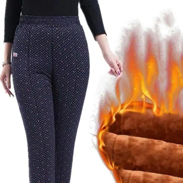 WTEMPO Women's Winter Cotton Pants Plush Thickened High Waist Warm Pants Female Winter Large Size Loose Casual Cotton-padded Trousers