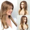 Ladies Fashion Long Straight Synthetic Wigs for Women Brown Blonde Ombre Wigs Heat Resistant Fiber Wigs for Daily Cosplay