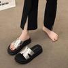Thick-soled One-word Slippers for Women's Summer Wear 2025 New Models with Skirts French Casual High-end Seaside Beach Sandals