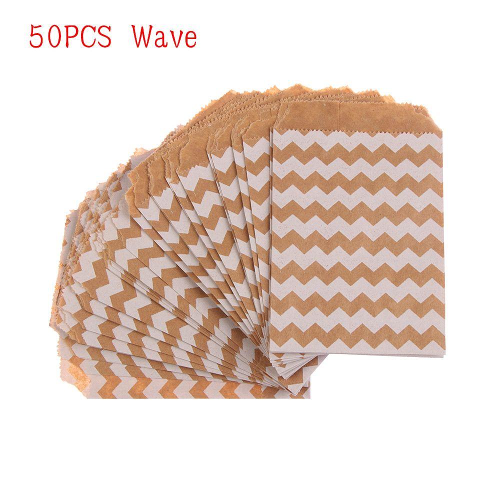 Wrapping Supplies Wave Dot Baking Kraft Paper Bag Packing Pouch Candy Biscuit Bags Popcorn Bag