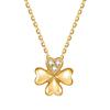 18K Gold Necklace for Clover Diamond Yellow Gold with Silver Perfect Gift for and Gift Wrapping Included Women, Four-Leaf Pendant, Lab-Grown
