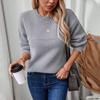 Women's Crewneck Pullover Sweater Fall Winter Long Sleeve Casual Ribbed Knitted Jumper Tops Soft Warm Sweater Patchwork Knitwear for Female