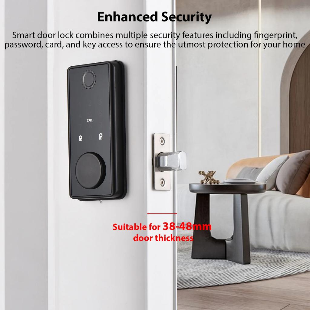 Smart Lock BT Keyless Entry Door Lock APP Fingerprint Password Mechanical Key 5 Unlocking Methods Aluminum Alloy Door Lock