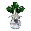 Yousheng Faux Crystal Rose Flower Ornament Handmade Bouquet Figurine Mini Flower Vase Decoration Wife Girlfriend Women Wedding Anniversary Birthday