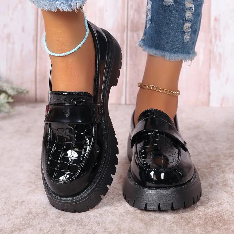 Fashion 2025 Shoes Female Loafers Women's High Heels Plus Size Office & Career Pumps Women Solid Round Toe Med Heel Slip On Shoes Women