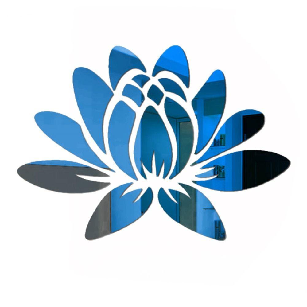 Acrylic Blooming Lotus Miroor Decal Self-adhesive Wall Sticker Mirror Surface Stickers  Smooth Wall