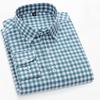 Pure Cotton Long Sleeve Office Men Plaid Shirts Button Collar for Business Checked Design Comfortable Male Clothing with Chest Pocket