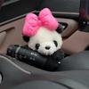 Card Love Bow Chinese Giant Panda Auto Wiper Turn Signal Switch Plush Doll Decorative Accessories Car Interior Toy Holiday Gifts