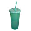Color Changing Plastic Tumbler with Straw 24oz Reusable Cold Water Cup Leak-Proof Stackable Drinkware for Indoor Outdoor Use