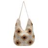 Large Capacity Woven Bag New Hook Flower Shoulder Bag Hollow Cotton Thread Beach Bag Vacation Tote Bag
