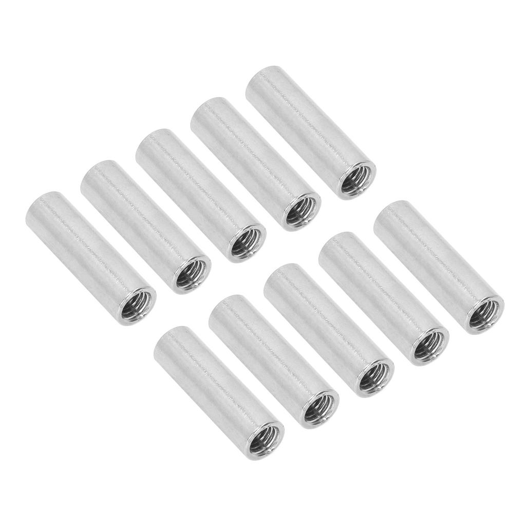 10PCS Female Thread Coupling Nut M8 X 1.25 12 L40mm Round Shape Coupling Nut Set for Connection