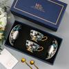 Flower Sea Coffee Cup Bone Porcelain Pair Cup High End Feeling Afternoon Ceramic High-End Elegant Retro Coffee Mug with Spoon