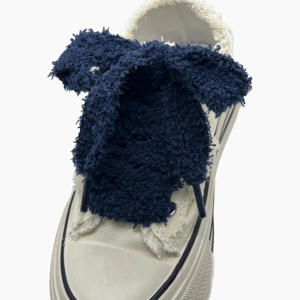 Women Casual Canvas White Flat Shoes Laces Strings Accessories 2.2cm Width 1 Pair Cute Plush Sneakers Shoelaces Men