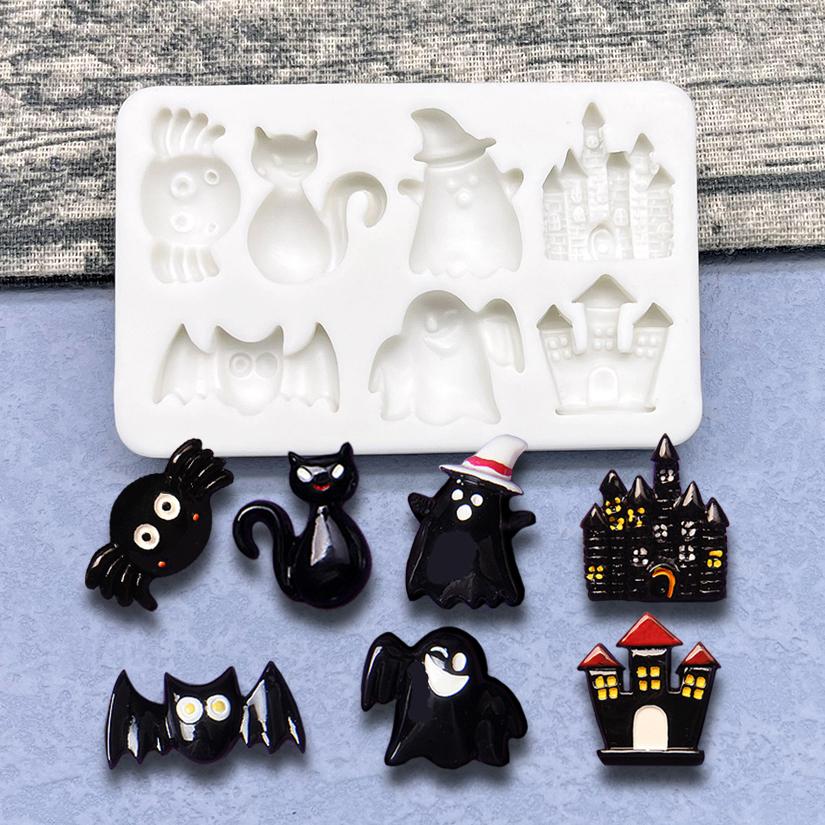 Bat Black Cat Spider Ghost Halloween Silicone Sugarcraft Mold Cupcake Baking Mould Fondant Cake Decorating Tools