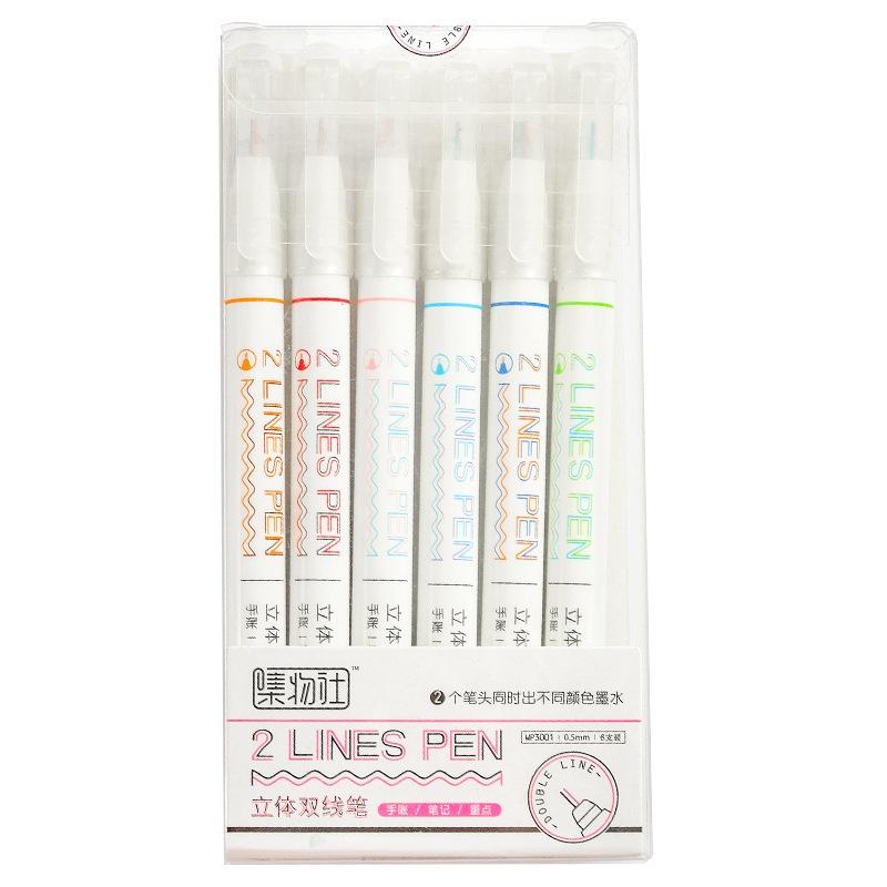 Two-color Key Double-line Pen Three-dimensional Outline Cute Dreamy Drawing Creative Girl Heart Round Head Hand Account Pen Fluorescent