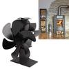 6 Blade Stove Eco Fan Black High Temperature Resistant Self Starting Energy Saving Heat Powered Fan
