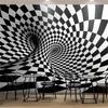 Black and White Striped Wallpapers for Living Room Space Visual Extension Mural Minimalist Geometric Tunnel TV Background Wallpaper