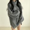 Korean Knitwear Pullover Turtleneck Knitted Sweater Women Oversized Long Pullovers Female Loose Casual Warm Jumpers Lady