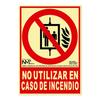 Panneau D'extinction ''NO Utilizar En Caso De Incendio'' Classe A (PVC 1mm) 21x30cm