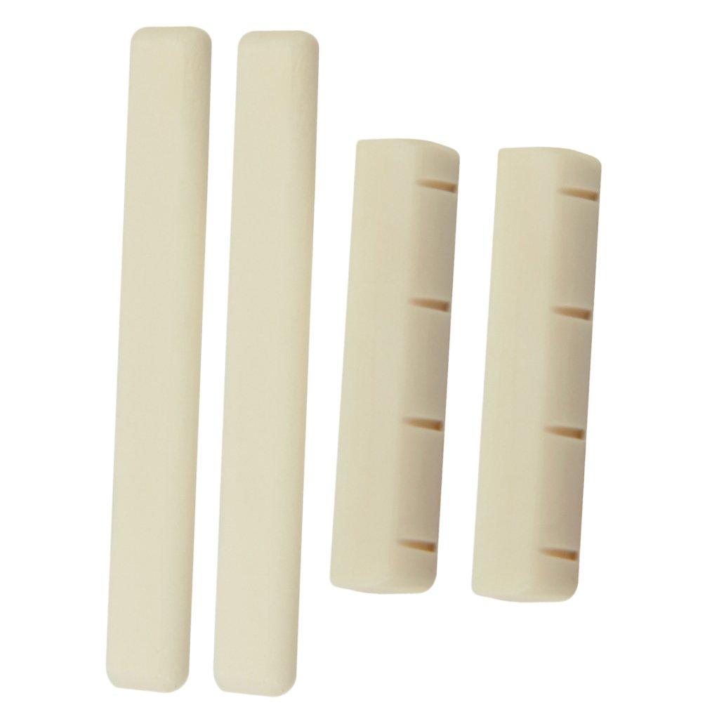 SONONIA 2 Sets Cow Bone Bridge Saddle for Ukulele Stringed Instrument Parts White