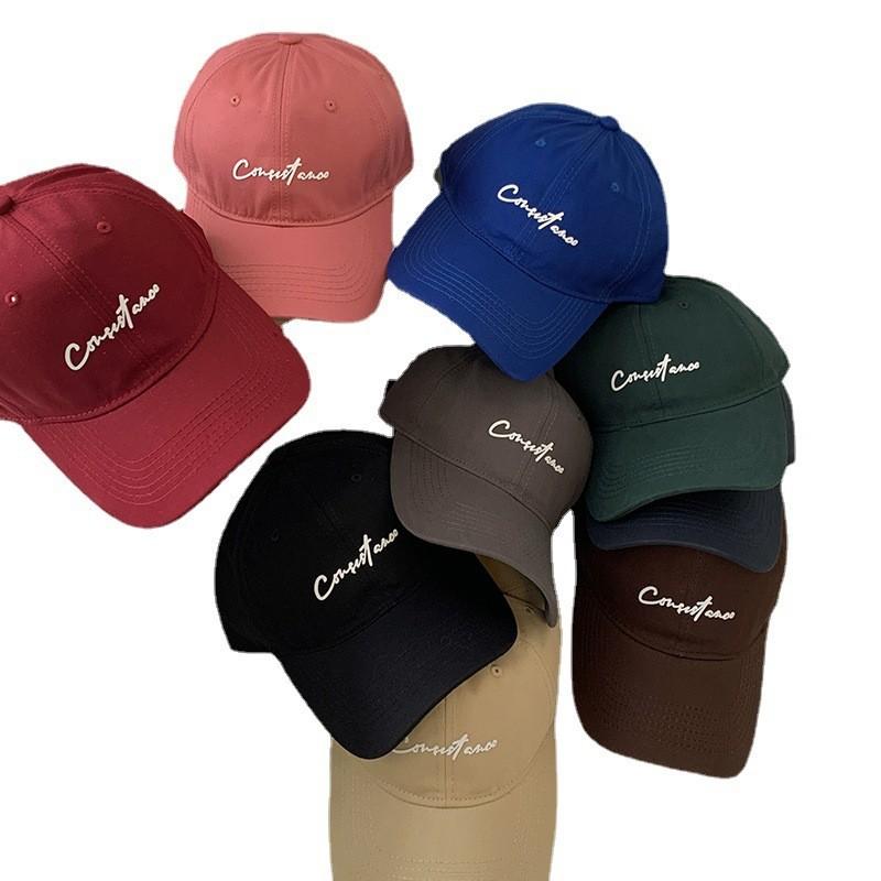 Letter Design Trendy Pink Baseball Cap For Women With Round Top And Brim Bent