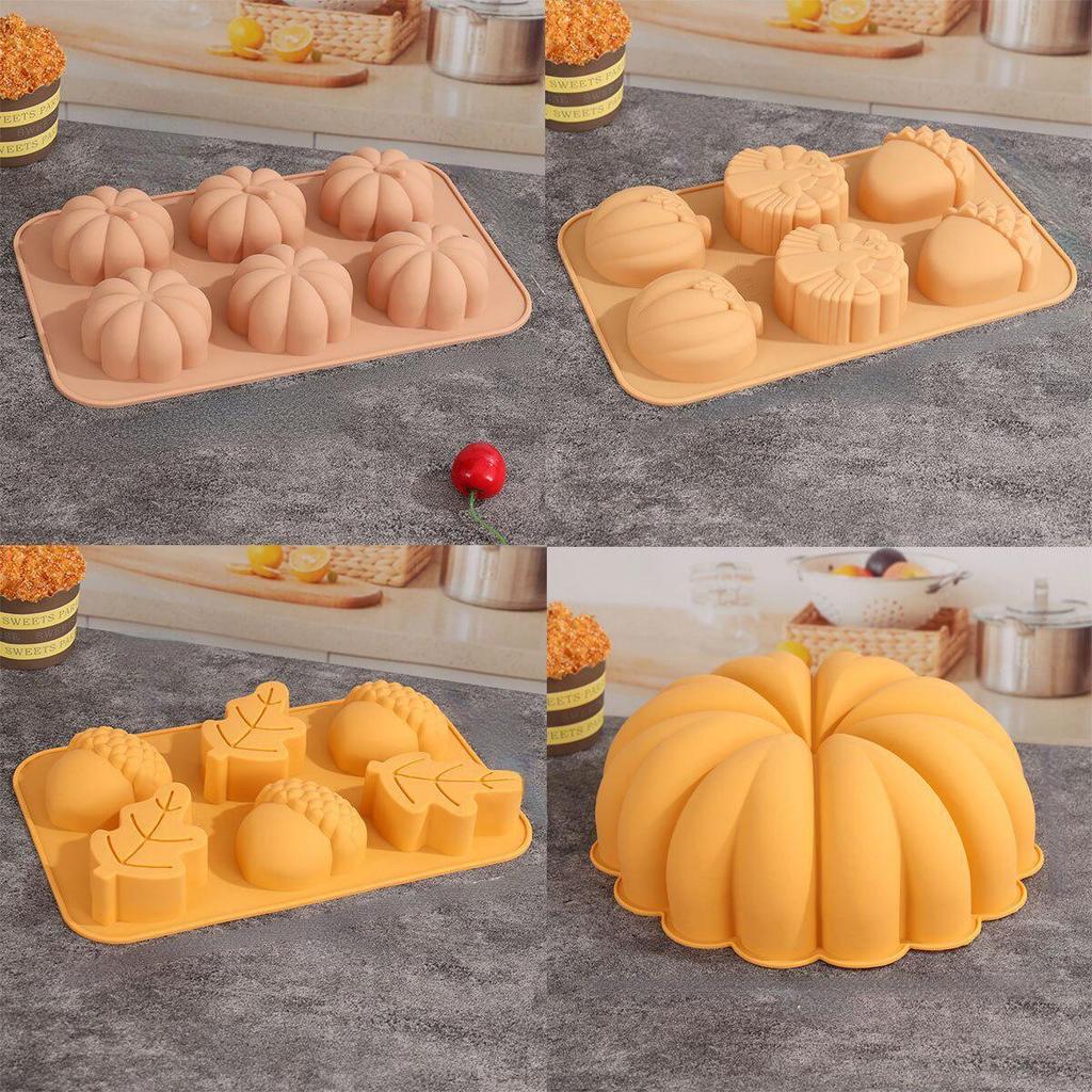 Harvest Halloween Pumpkin Mousse Cake Silicone Mold DIY Pinecone Biscuit Candy Pudding Baking Tool Tree Leaf Candle Soap Mould