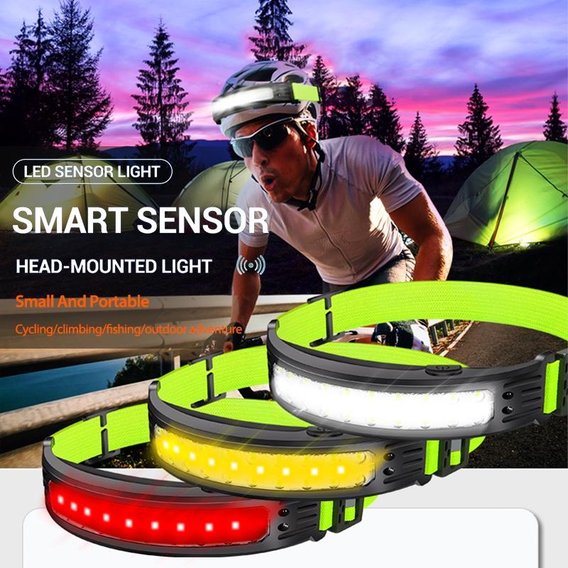 Motion Sensor Headlamp USB Rechargeable Outdoor Waterproof Headlight Powerful LED Work Light For Hiking Camping Fishing Emergency Lighting