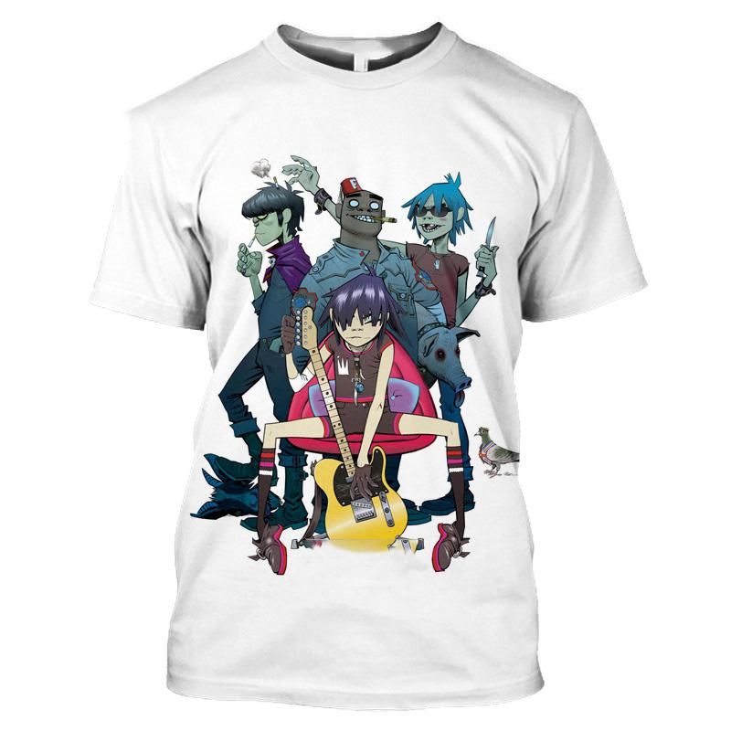 Rock Band Gorillaz Series Print Summer Men's O-Neck T-shirt Casual Short Sleeve Oversized T Shirts Fashion Trend Men Clothing
