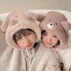 Winter Teddy Bear Fleece Lanyard Hat for Woman or Couple
