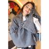 Double Sided Houndstooth Patterned Scarf Shoulder Shawl 70x185 Cm 1212 Anthracite