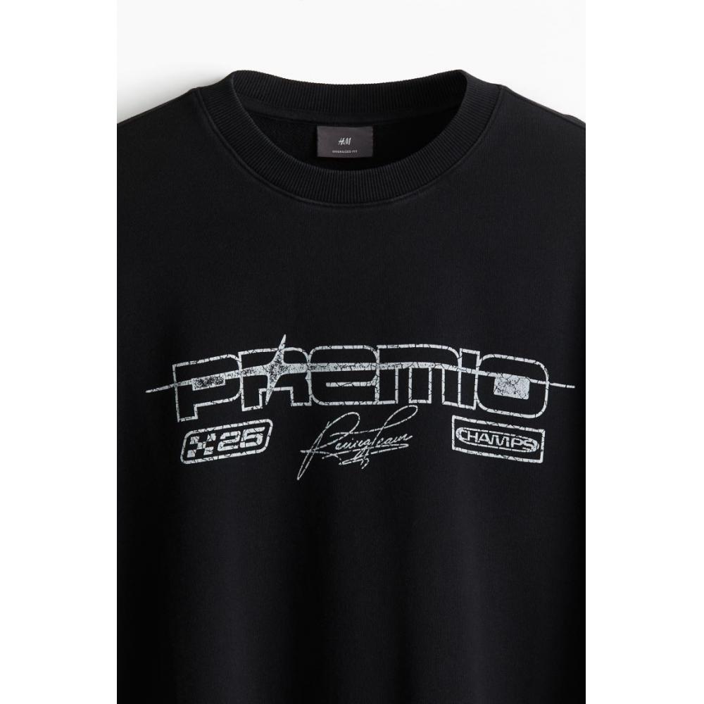 Толстовки HM Oversized Print с капюшоном, черный preMio