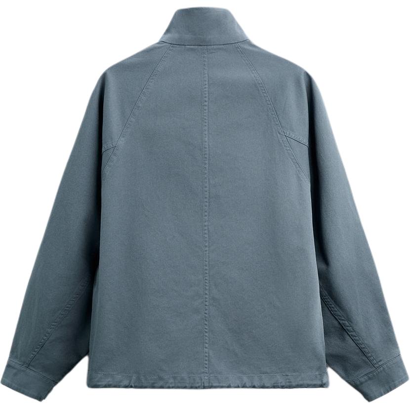 Zara Однотонная повседневная рабочая одежда с потертостями и высоким воротом, с длинным рукавом, мужская куртка, синяя 0706106-400