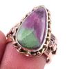 Ruby In Zoisite Lab-Created 925 Sterling Silver Jewelry Two Tone Ring S.7.5 a1I40