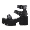Black Chuky Heel Gladiator Sandals Platform Women Shoes Pumps Ankle Strap Open Toe Casual Shoes Cosplay Lolita Zapatos De Mujer