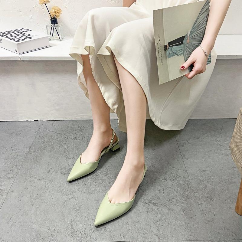 Baotou Sandals for Women In Summer, Simple Pointed Square Heel Sandals for Women In High Heels, Slim Strap Fashion, Women's Singles Shoes