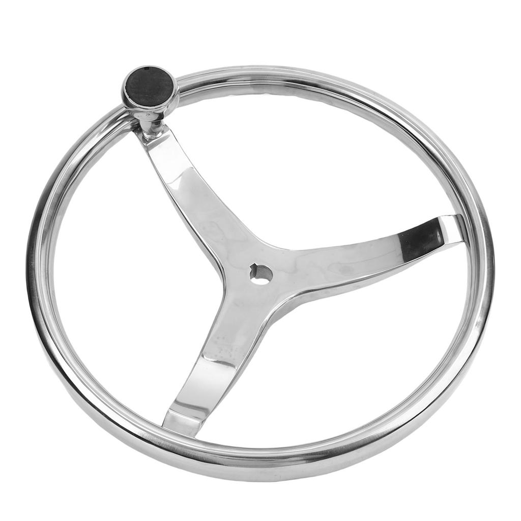 Stainless Steel Boat Steering Wheel 3 Spoke 13 1 2 Inch Dia. Marine Steering Wheel for 3 4 Inch Tapered Shaft with 5 8