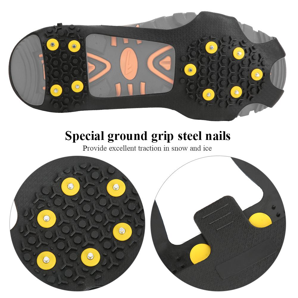 A Pair 10 Teeth Anti Skid Ice Cleat Shoe Cover Grips Spikes Climbing Crampons for Outdoor Hiking