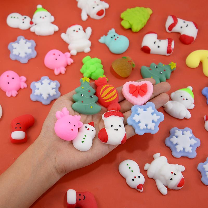10/30/50Pcs Christmas Squishy Stress Relief Toys Kids Party Favors Birthday Rewards Gifts Goodie Bag Filler Santa Claus New Year 2025
