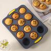Framed Silicone Muffin Cup Mold12-piece Round Cake Baking TrayOven Baking Mold Pudding Jelly Mold