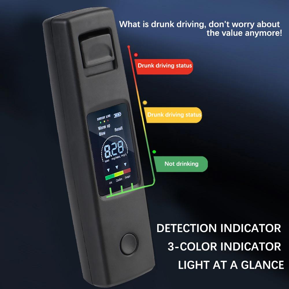 Alcohol Tester Breathalyzer Auto Accessories Alcotester Breath Tester Alcohol Detector Digital LCD Display Portable Non-Contact Type-C Charging