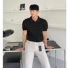 Men's Summer Korean Style Slim Fit Knitted Polo Shirt - Short-Sleeve, Solid Color, Ice Silk, Turn-Down Collar