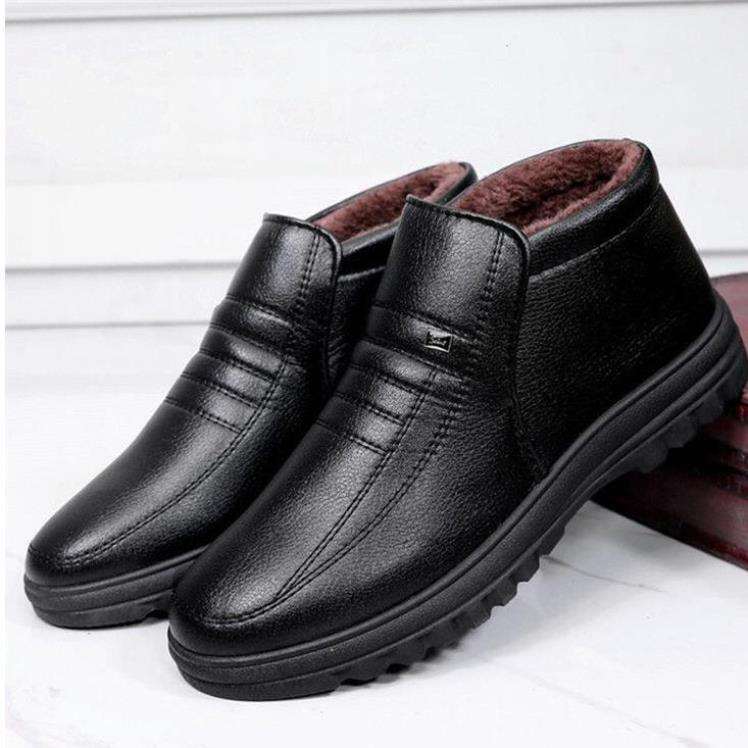 MAITA Men's Casual Leather Shoes Warm Winter Shoes