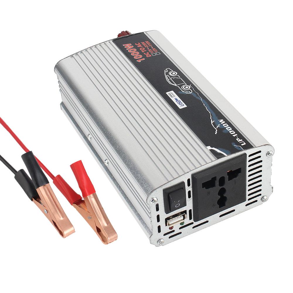 For Car Home Laptop Truck Solar Car Inverters 1000W 12V To 110V 220V Pure Sine Wave Power Inverter USB Interface Electronic Voltage Transformer