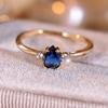Minimalist Stackable Zircon Rings for Women Vintage Pear Cut Royal Blue Stone Water Drop Gold Color Ring Wedding Jewelry