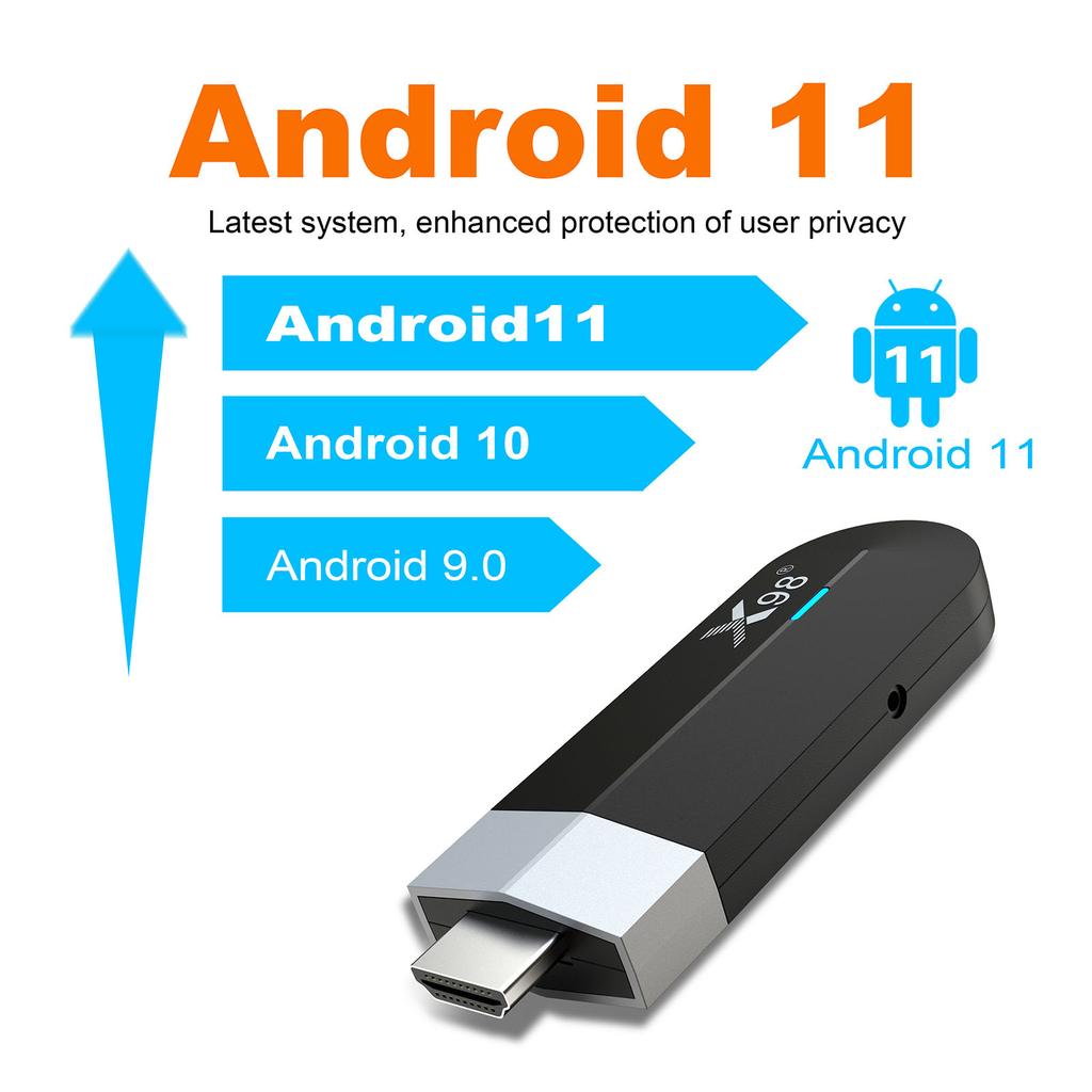 X98 S500 Android 11.0 Smart TV Stick UHD 4K Media Player Amlogic S905Y4 TV Dongle 4GB+32GB 2.4G/5G